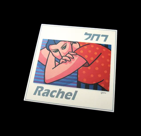 Modern art ceramic door sign - Girl on table