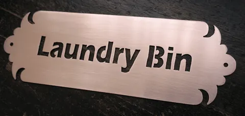 Metal plaque Laundry - copper 15x5