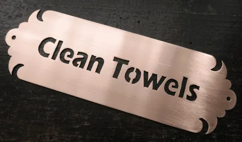 Metal plaque Clean towels - copper 15x5