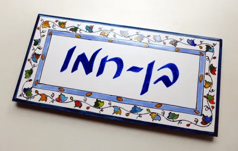 שלט לדלת אריח מצויר