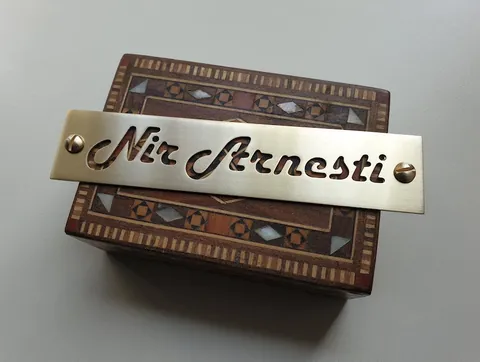 rectangular brass name plaque