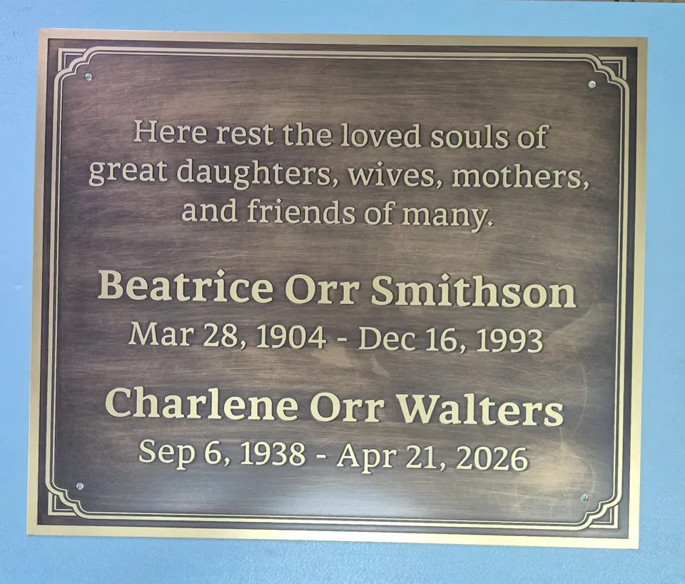 Antique Brass Memorial Plaque with Ornate Frame
